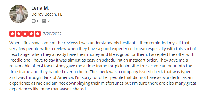 Peddle reviews on Yelp