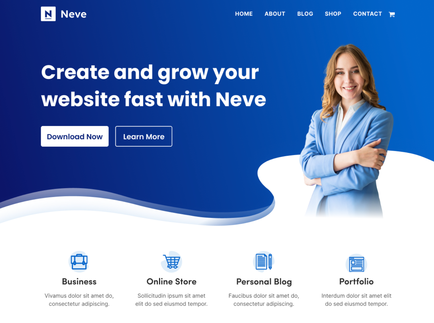 Neve is one of the best WordPress blog themes for beginners