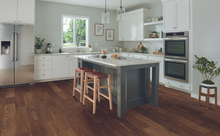 solid hardwood flooring in kitchen