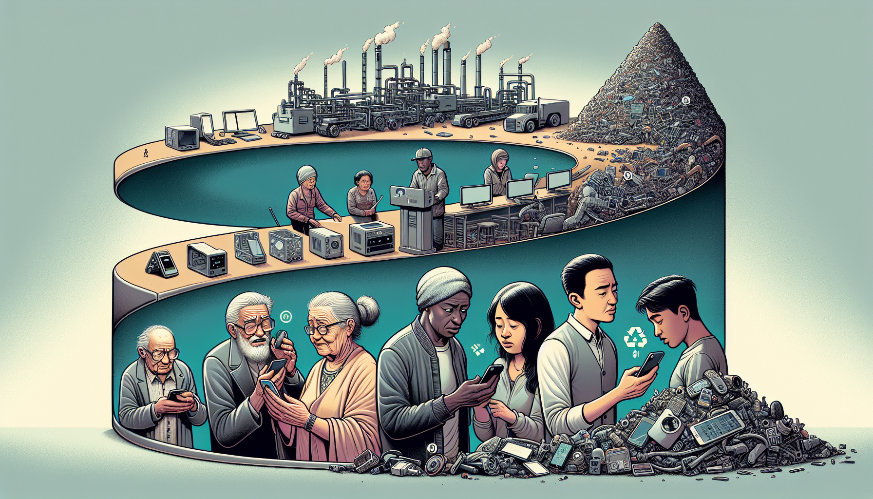 Illustration of electronic devices lifecycle
