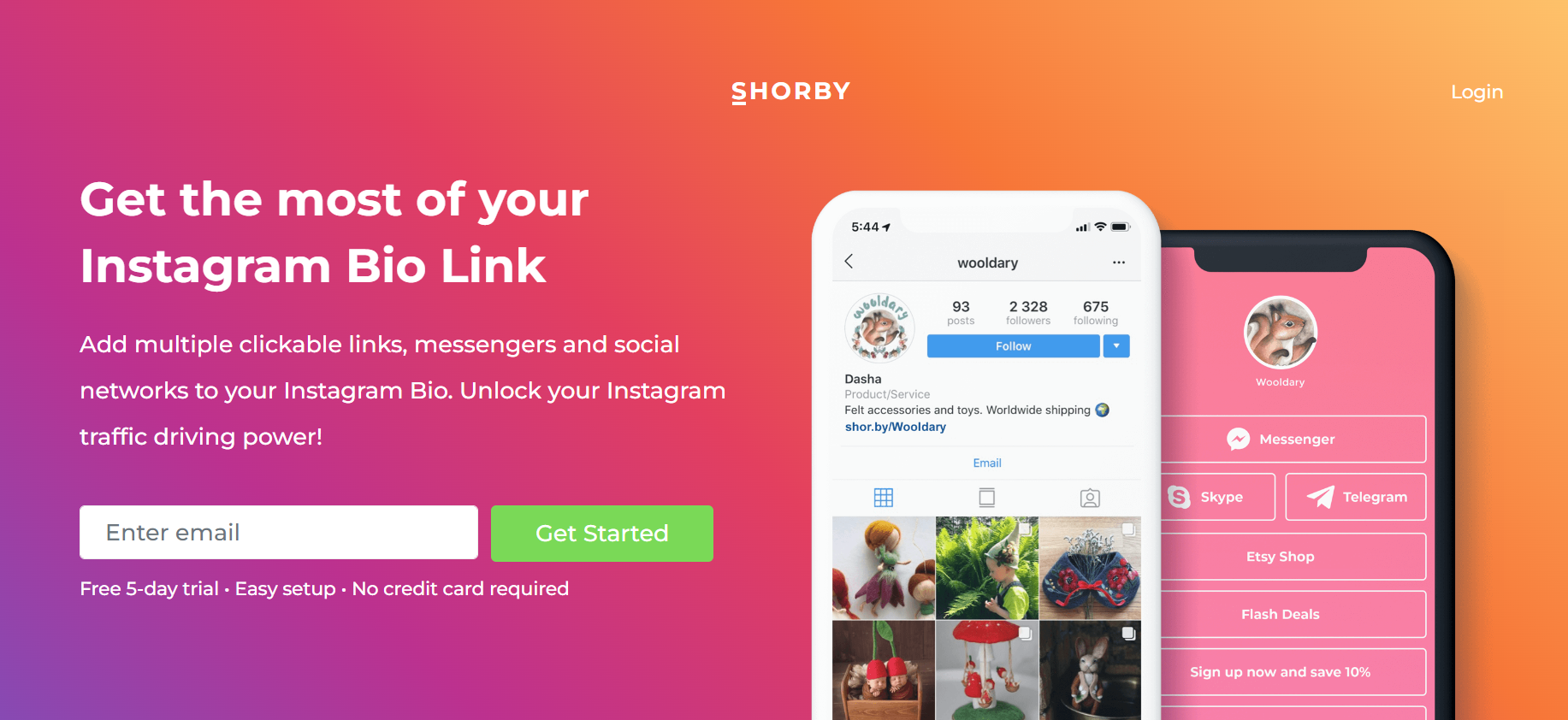 Shorby landing page