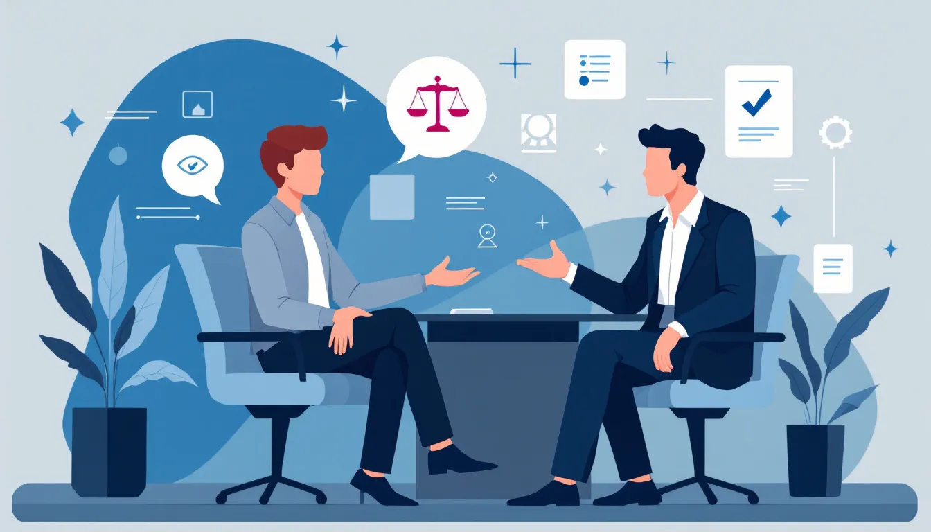 A lawyer discussing a workers compensation case with a client, emphasizing the importance of legal support.