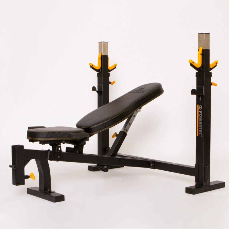 Image of the Powertec Workbench Olympic Bench - suitable for dumbbell shoulder press variations.