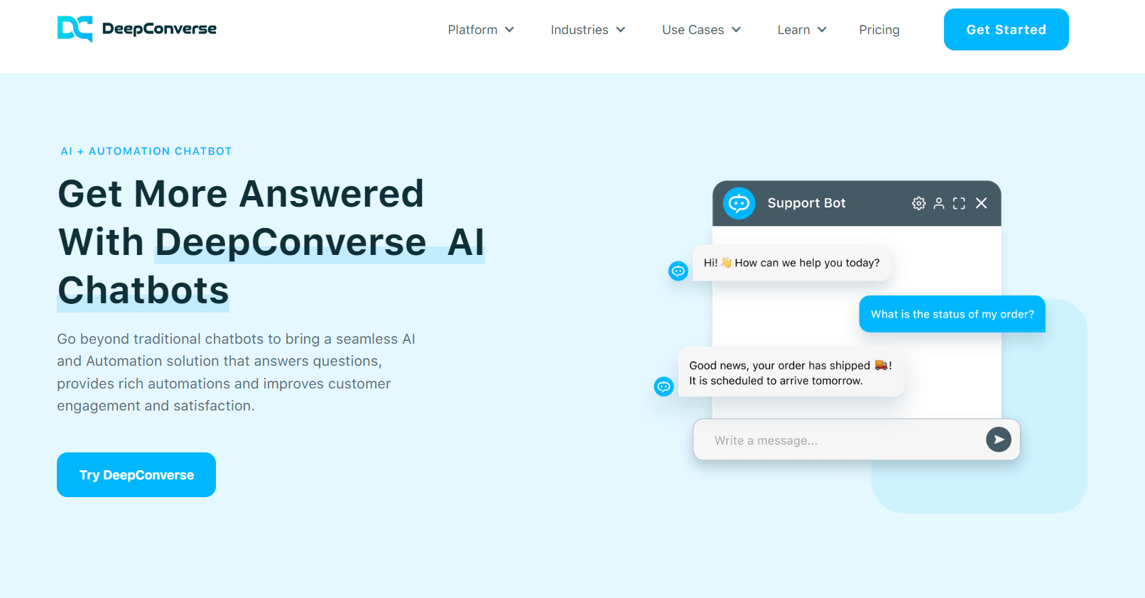 DeepConverse - get more answered with AI chatbots and automation