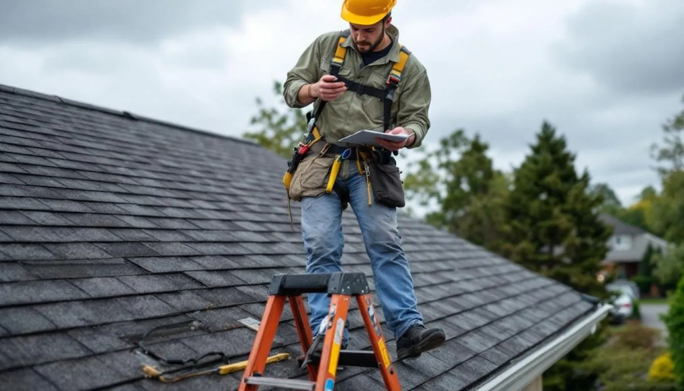 Une équipe de couvreurs professionnels effectue une inspection minutieuse d'une toiture, équipée de matériel de sécurité adéquat. Cette intervention, qui se déroule à Sainte Pazanne, met en avant leur savoir-faire en matière de rénovation de toiture et de travaux de couverture.