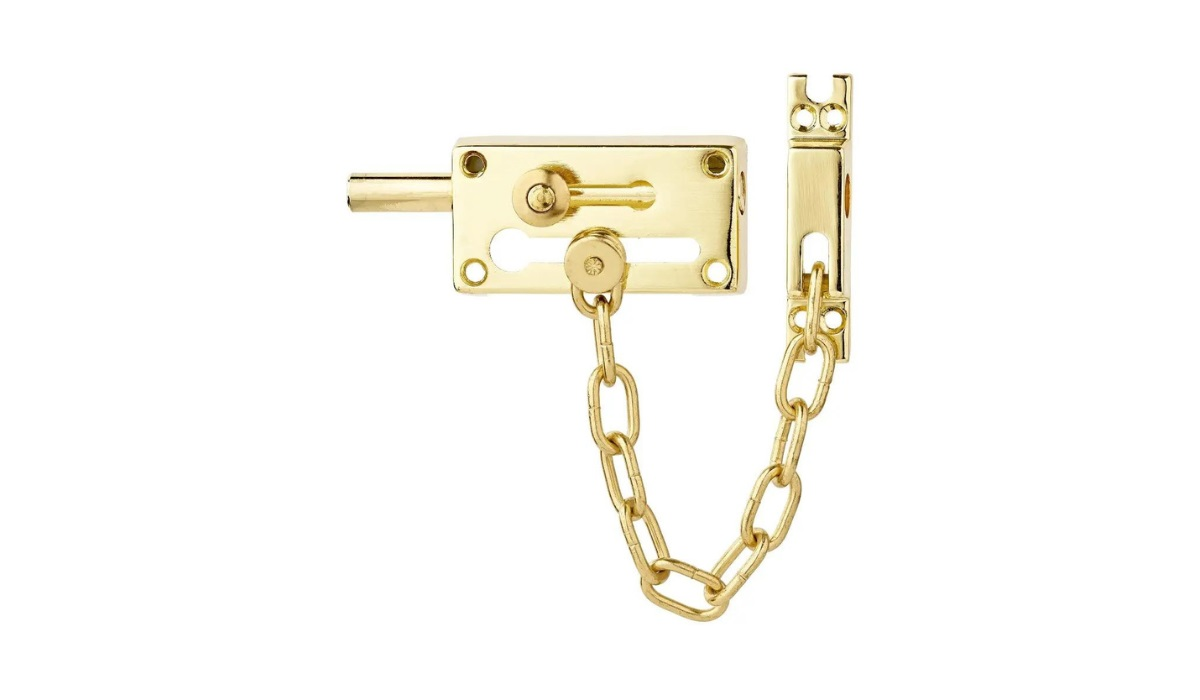 Door locks - front door chain lock with sliding bolt mechanism for double locking