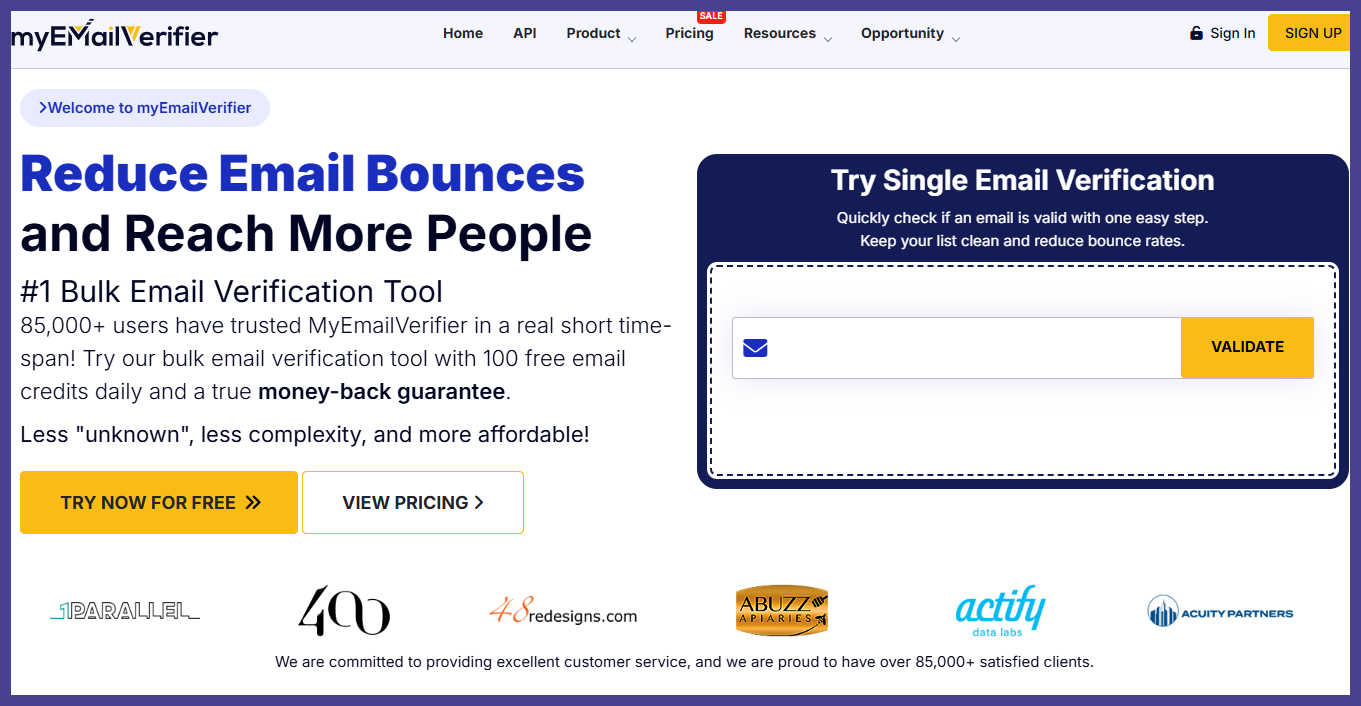 MyEmailVerifier - free email verification tool.