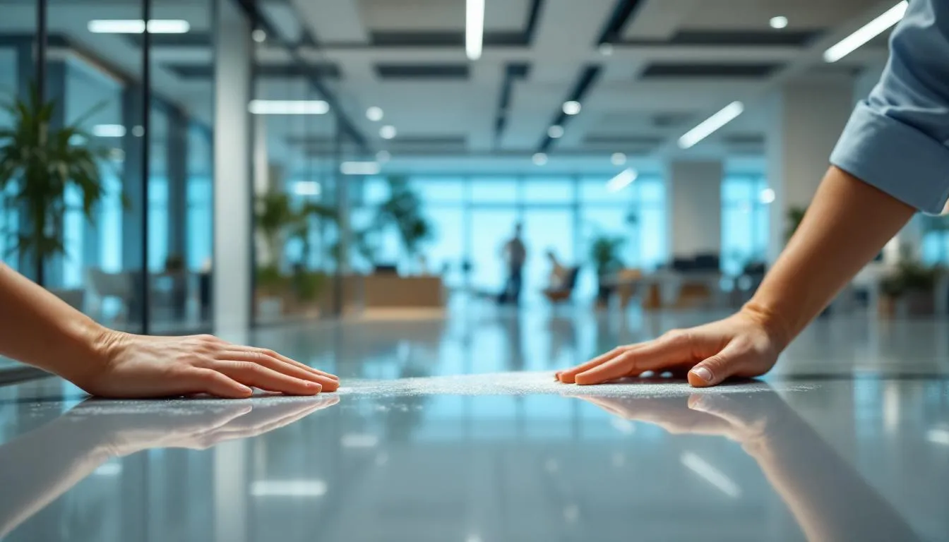 Eco-friendly cleaning solutions being applied in a safe environment.