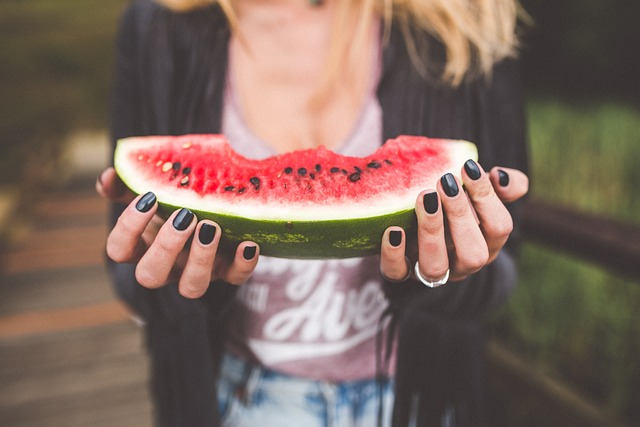 watermelon, woman, fruit