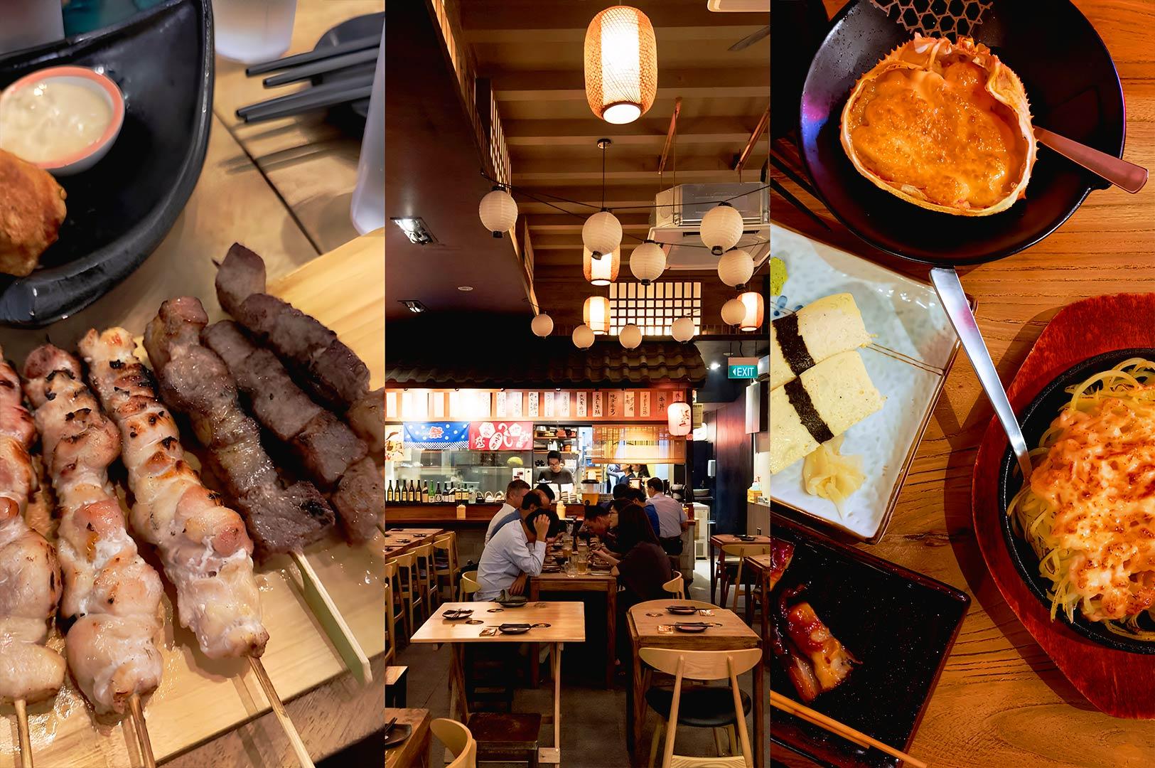 izakaya dining experience with grilled skewers shared plates and casual Japanese restaurant setting