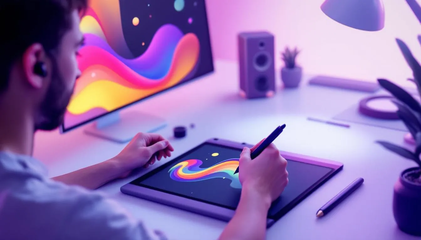 Un artiste utilisant des techniques avancées sur une tablette graphique.