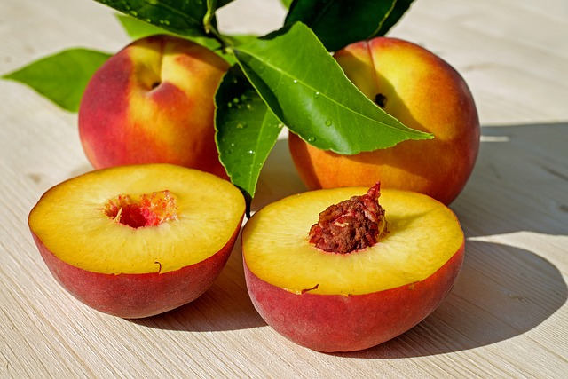 peaches, fruits, food