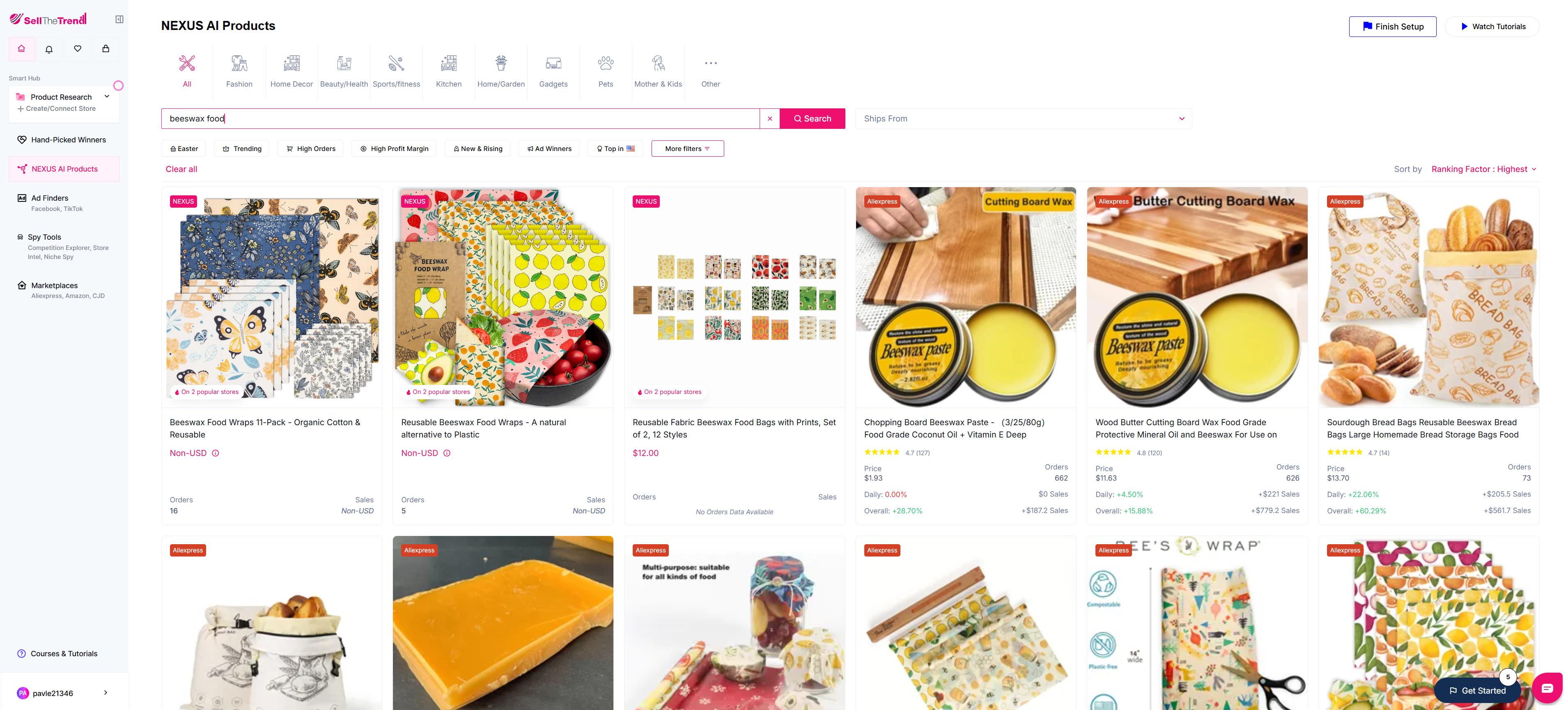 using sell the trend to find beeswax food wrap kits