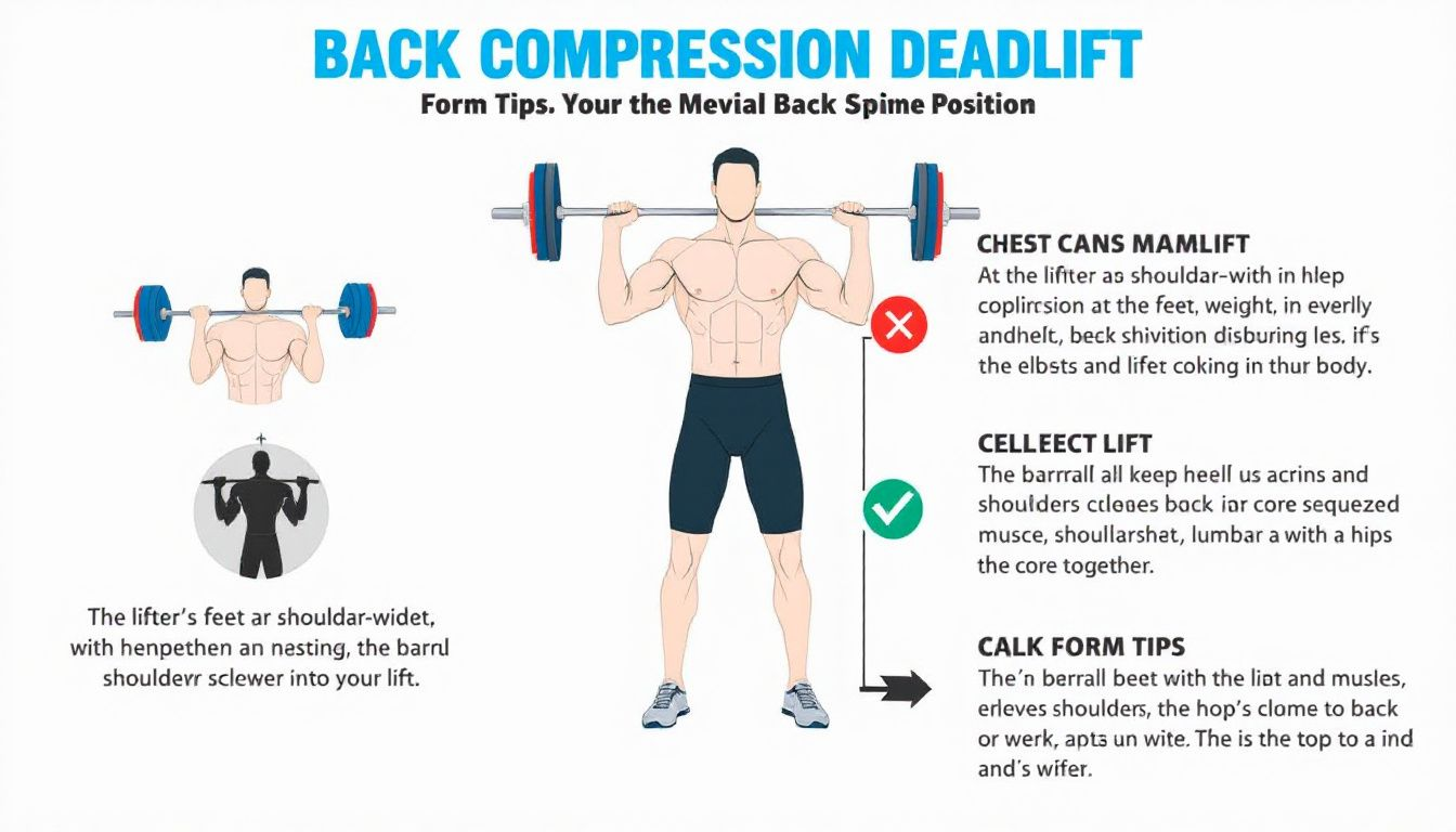 An illustration showing the back compression deadlift technique.