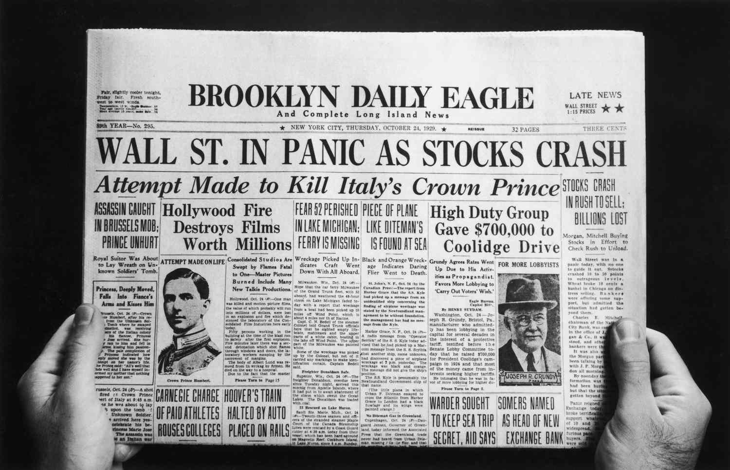 A historical illustration of the Great Depression, emphasizing the stock market crash of 1929.