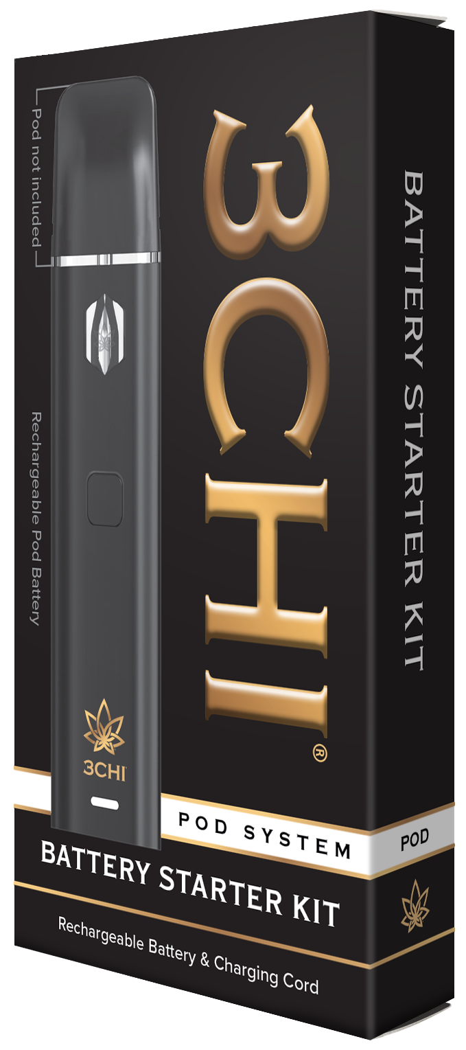 3CHI's True Strains Vaping Experience 3CHI battery for Delta 8 THC, True Strains, and any other vaping THC products. Pods sold separately.