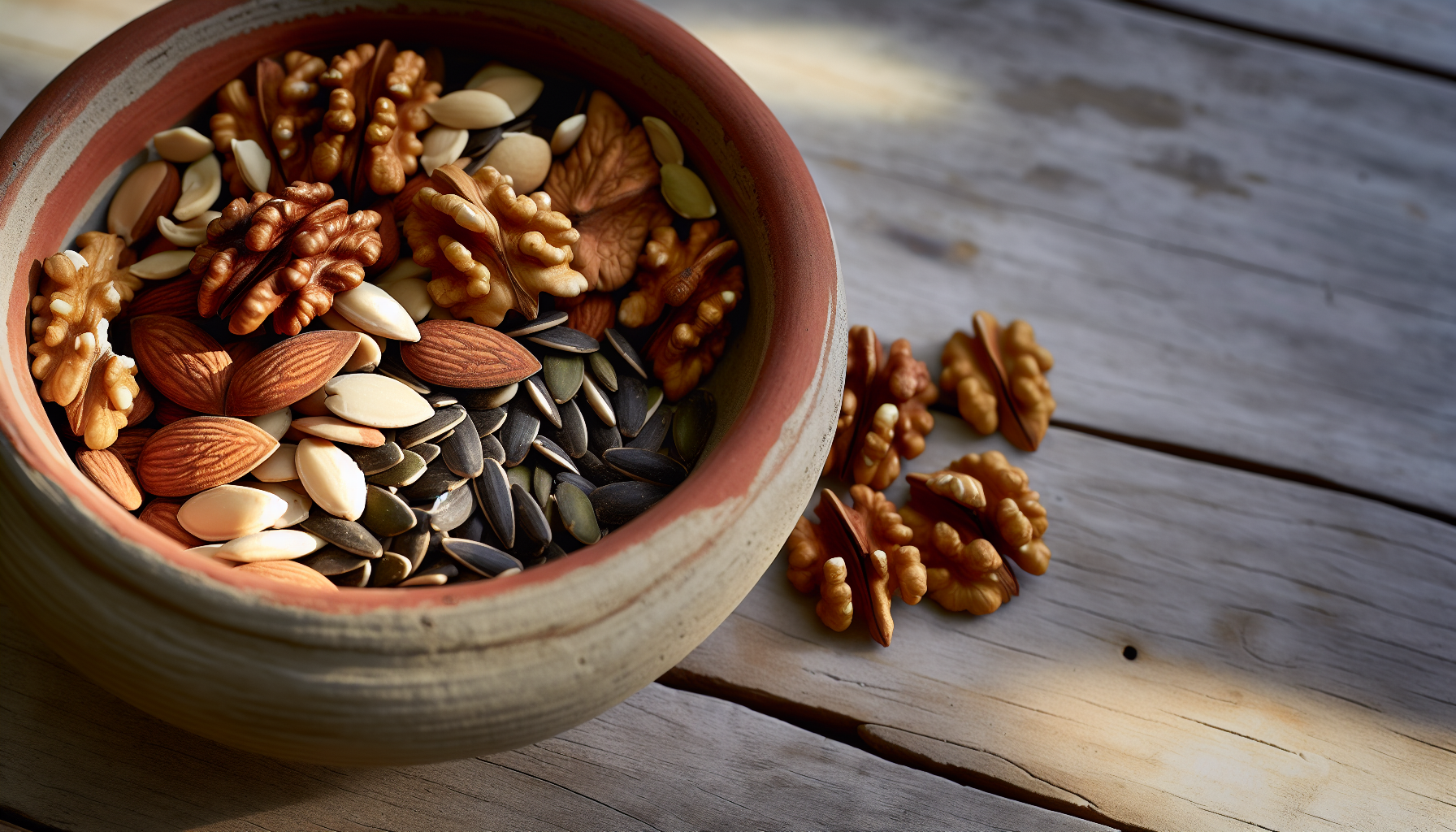 Bowl of mixed nuts and seeds