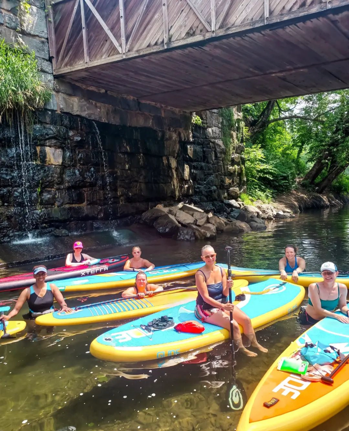 group on paddle boards