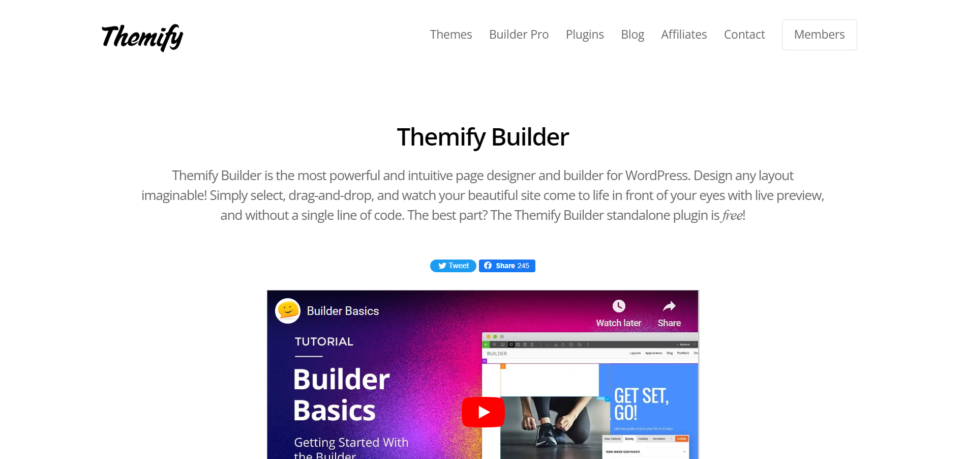 Themify Builder main page
