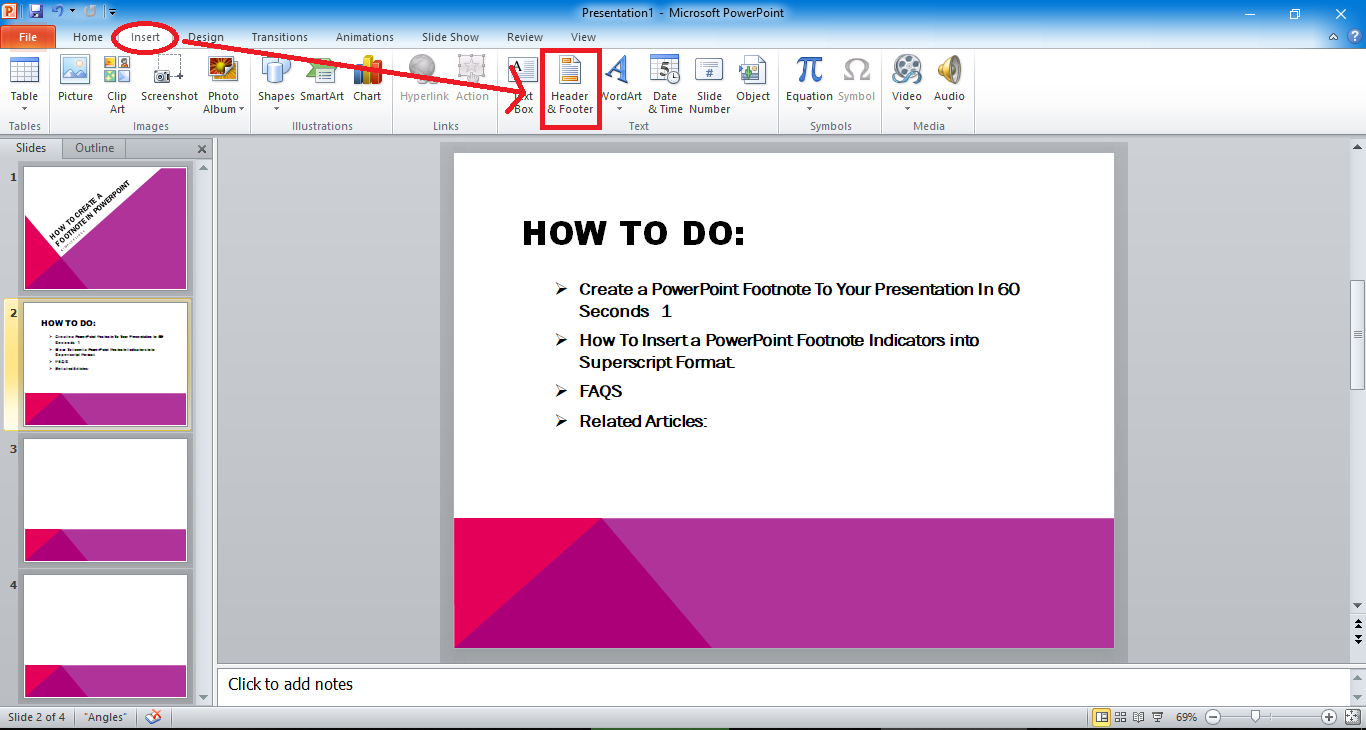 How To Put A Footnote In Ppt