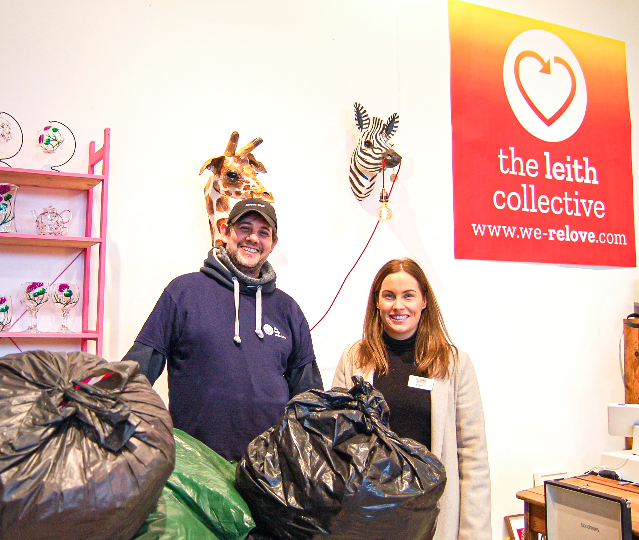 charity donation of winter coats gifted by urban union staff to the Leith collective 