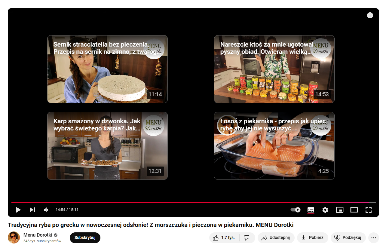 Ekrany końcowe w filmie YouTube