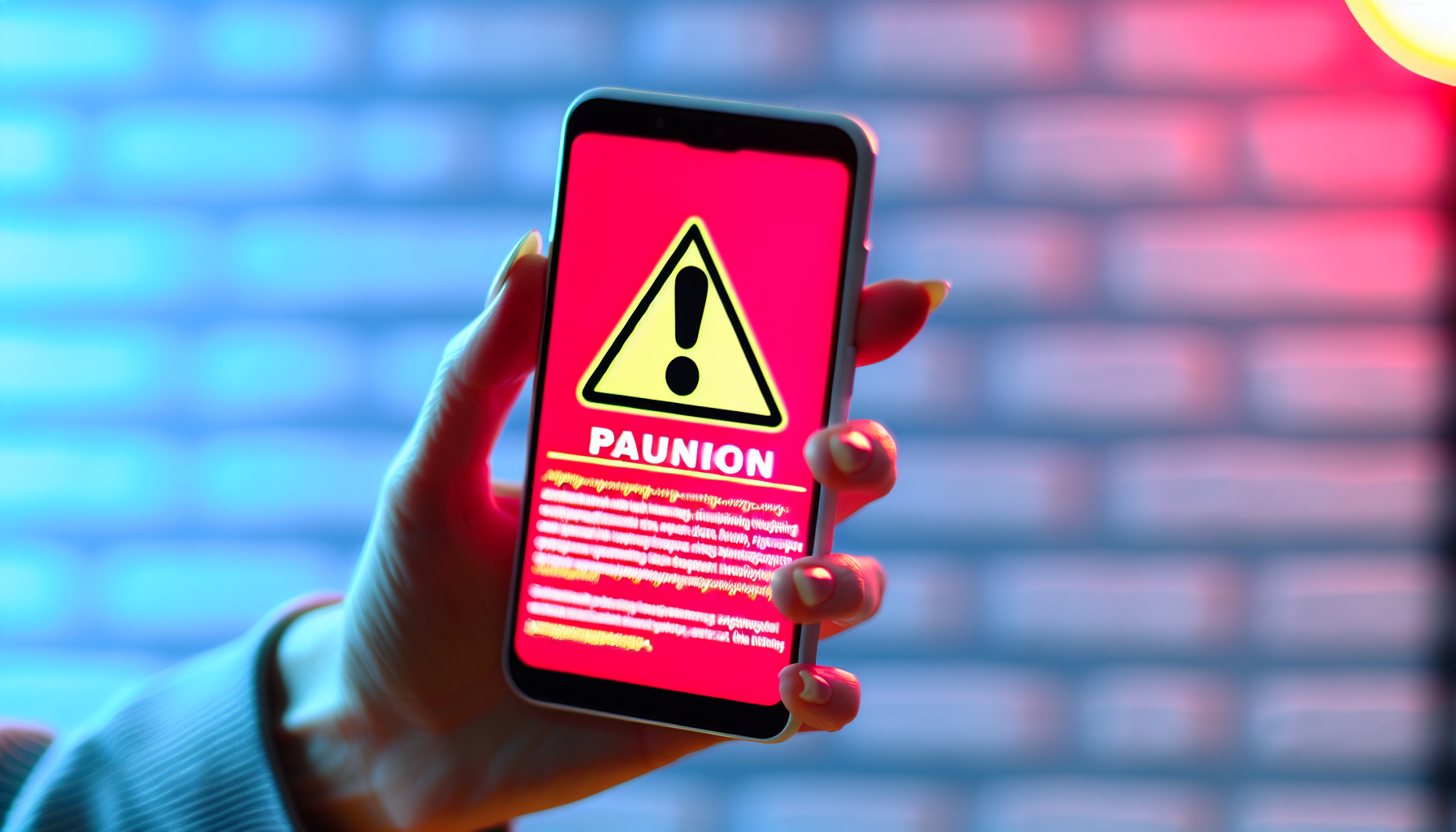Phishing scam warning on mobile phone