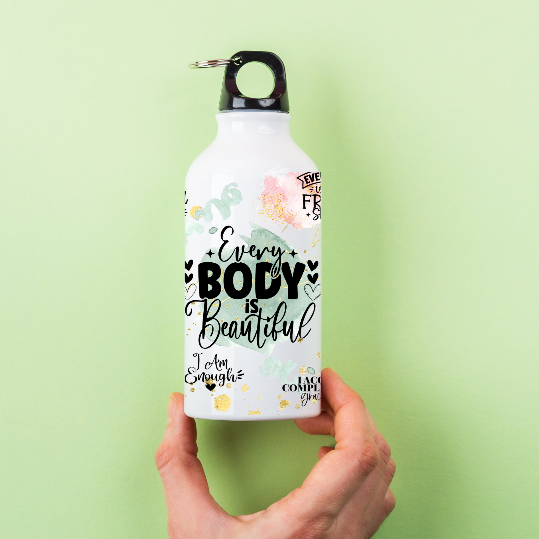 Fitness UV Decal Transfer on Aluminum Water Bottle