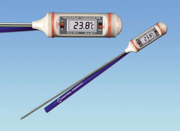 A digital thermometer with a temperature range