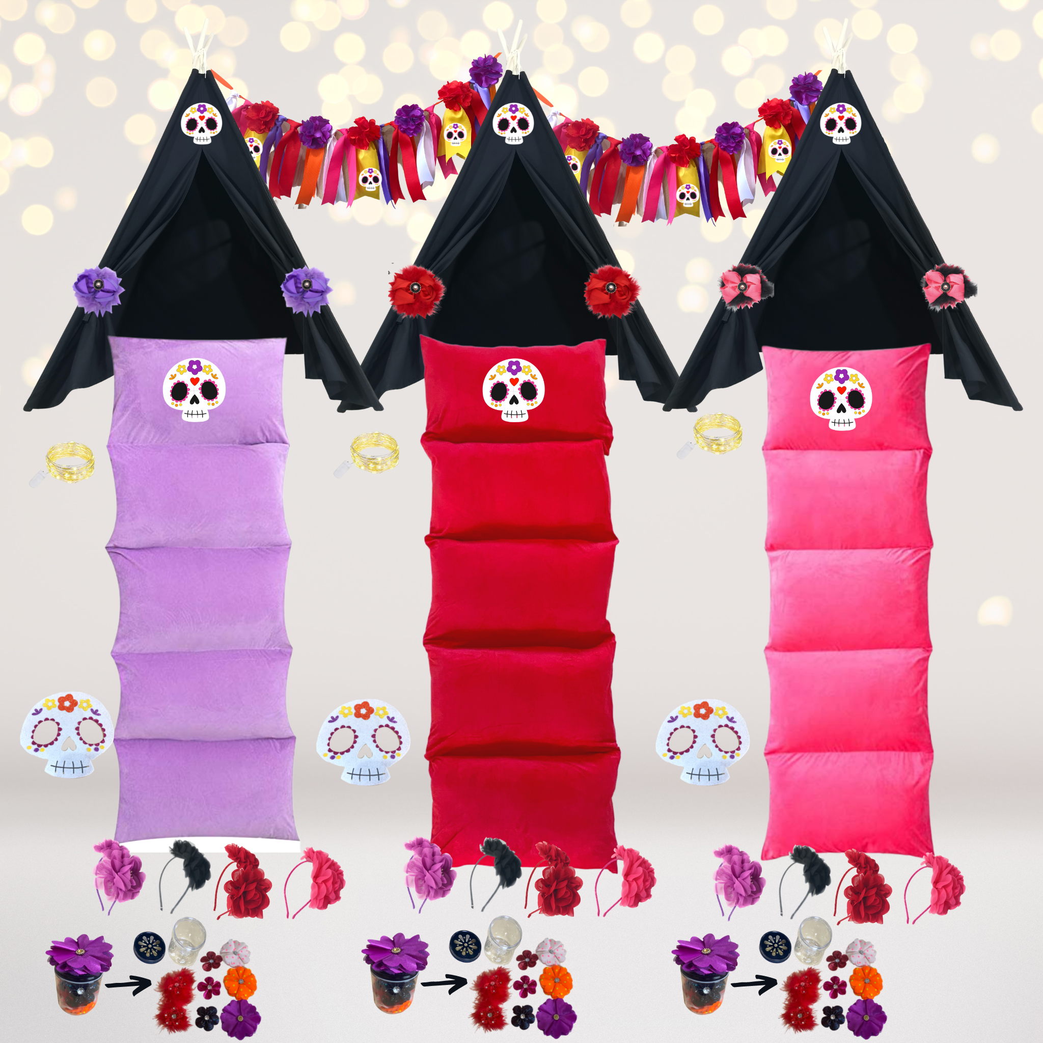 dia de los muertos Party Supplies- Fiesta Sleepover Party Kit