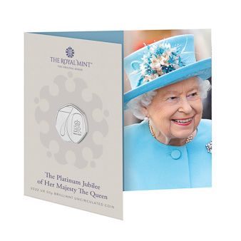 Image: Commemorative card set featuring the special silver coin released for Queen Elizabeth II's platinum jubilee.