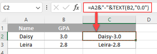 Using Excel TEXT function to format numbers when combining data