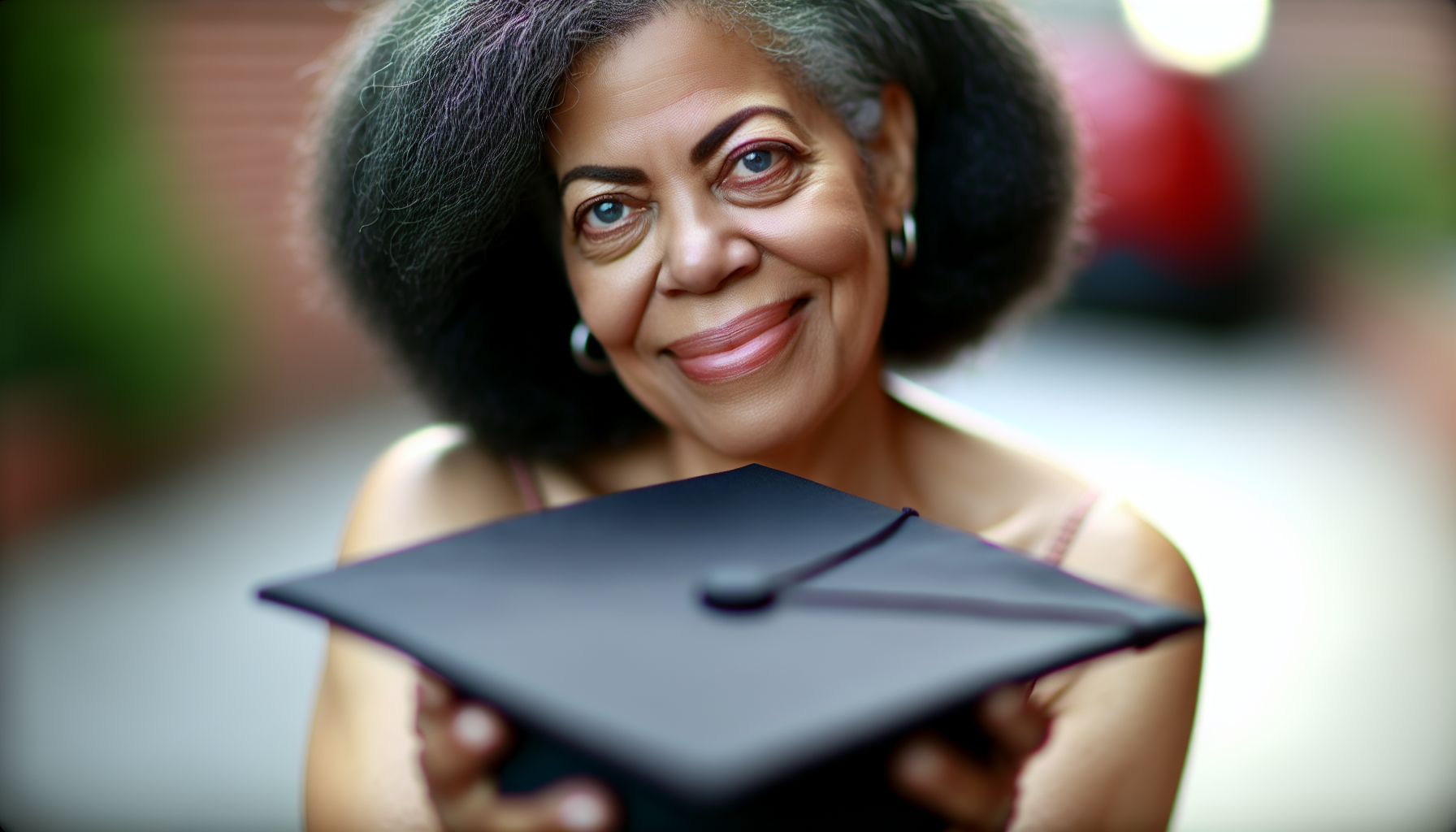 A person holding a graduation cap, symbolizing formal education and continuous learning