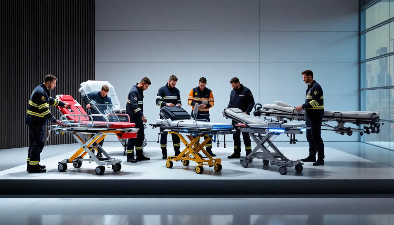 First responders choosing the right stretcher for an emergency.