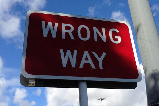 wrong way, sign, road