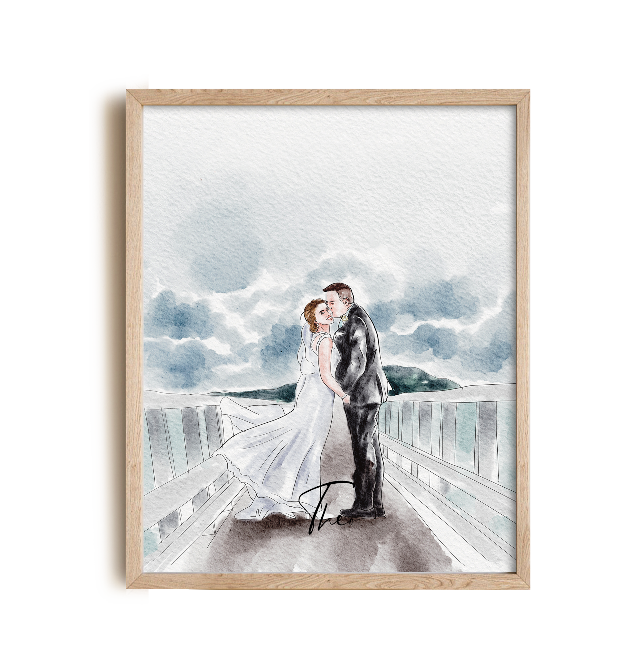 A beautifully displayed custom family portrait at home, enhancing the living space.