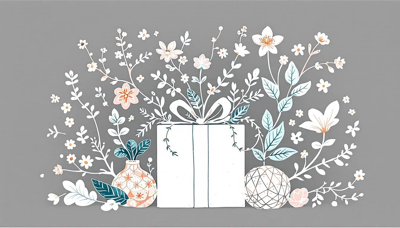 Decorative elements enhancing a plant gift set.