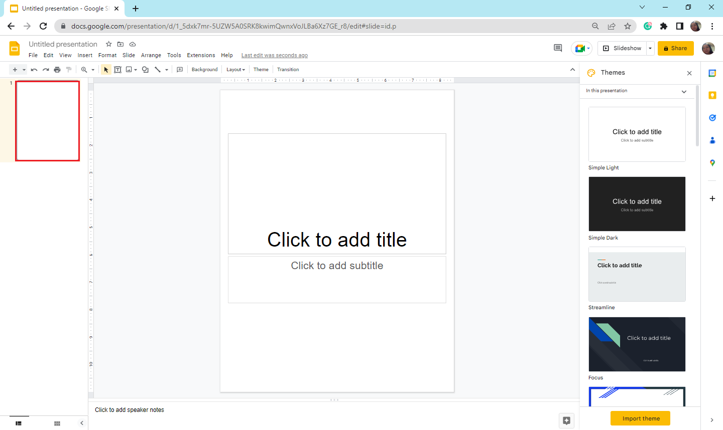 Open your Portrait mode Google Slides presentation.