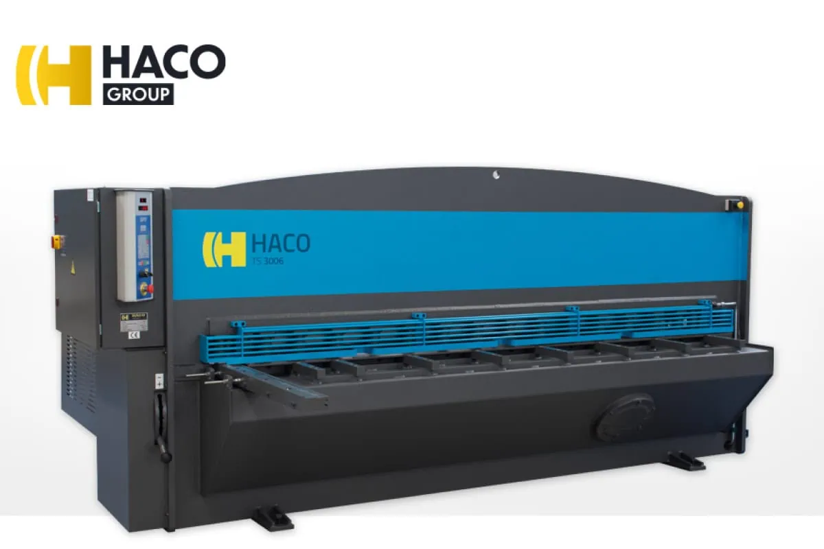 Hydraulische Tafelscheren HACO TS(X) mit manueller oder elektronischer Schnittspaltverstellung und Biegelänge