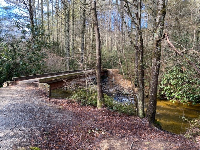 Bridge over Panthertown Creek just above the headwaters of the Tuckaseegee River