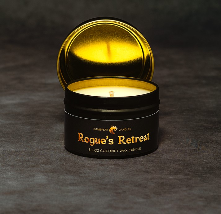 Our Rogue's Retreat candle tin has burn time of ~8 hours, and is the perfect candle for sly rogue's everywhere!