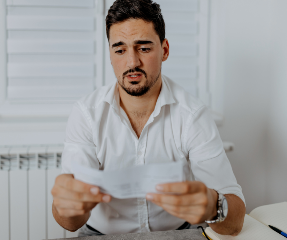 Man holding his net salary