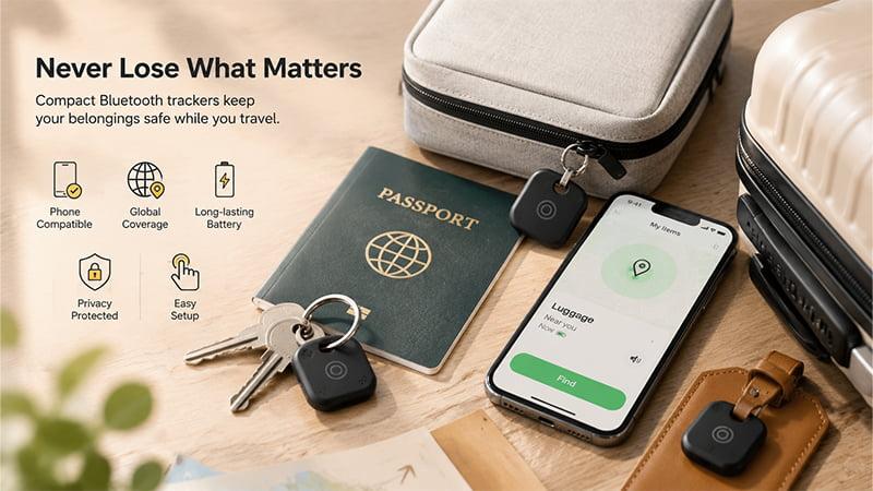 Bluetooth tracker promotional gift for travelers with smartphone compatibility and practical corporate giveaway use