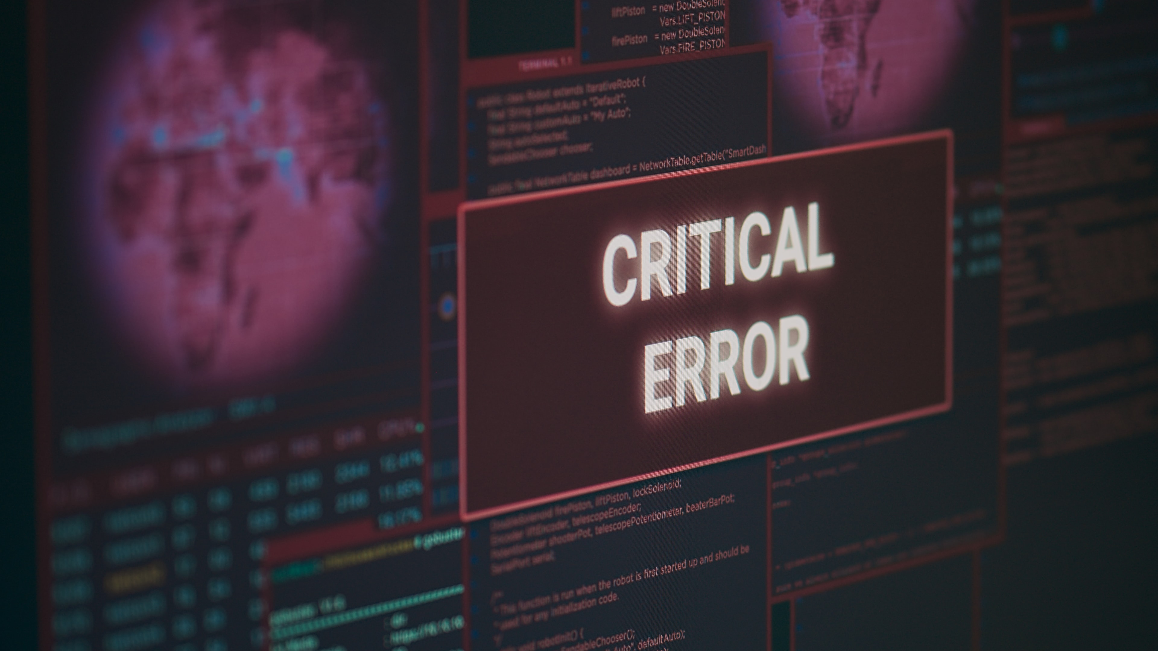 A computer displaying the words "Critical Error" during a technical failure.