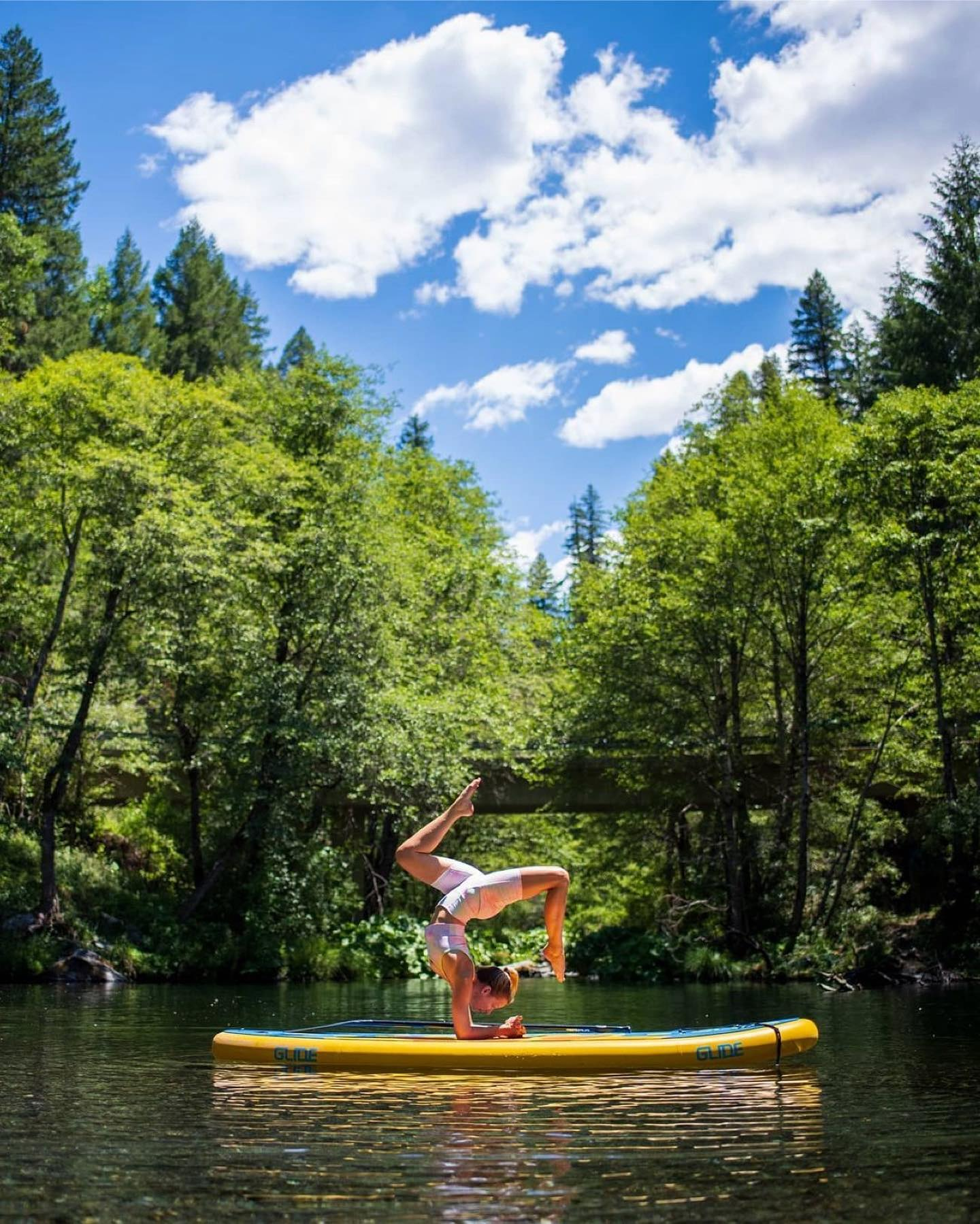 yoga sup on a full length deck pad