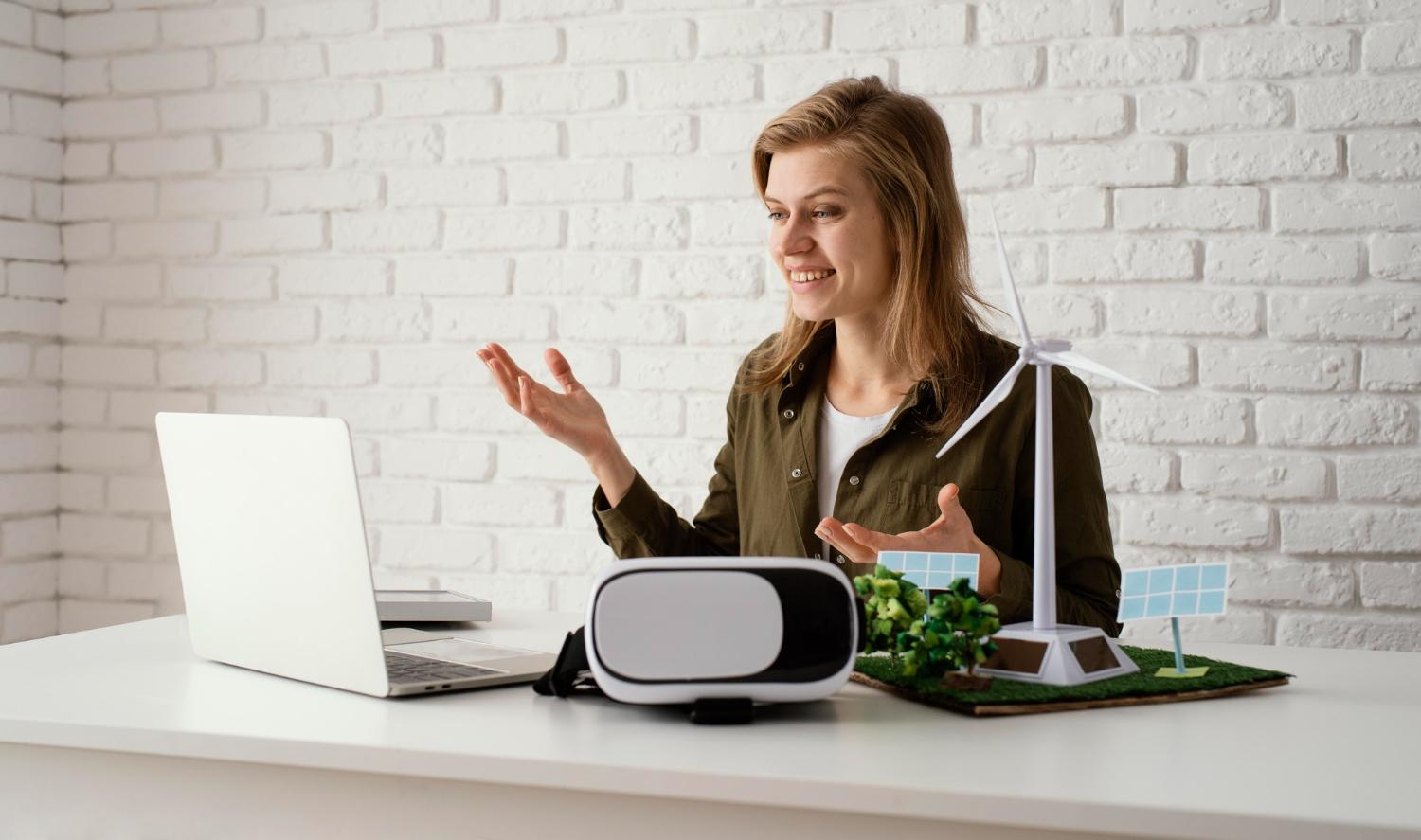 Woman looking at multiple sources to varify AI results.