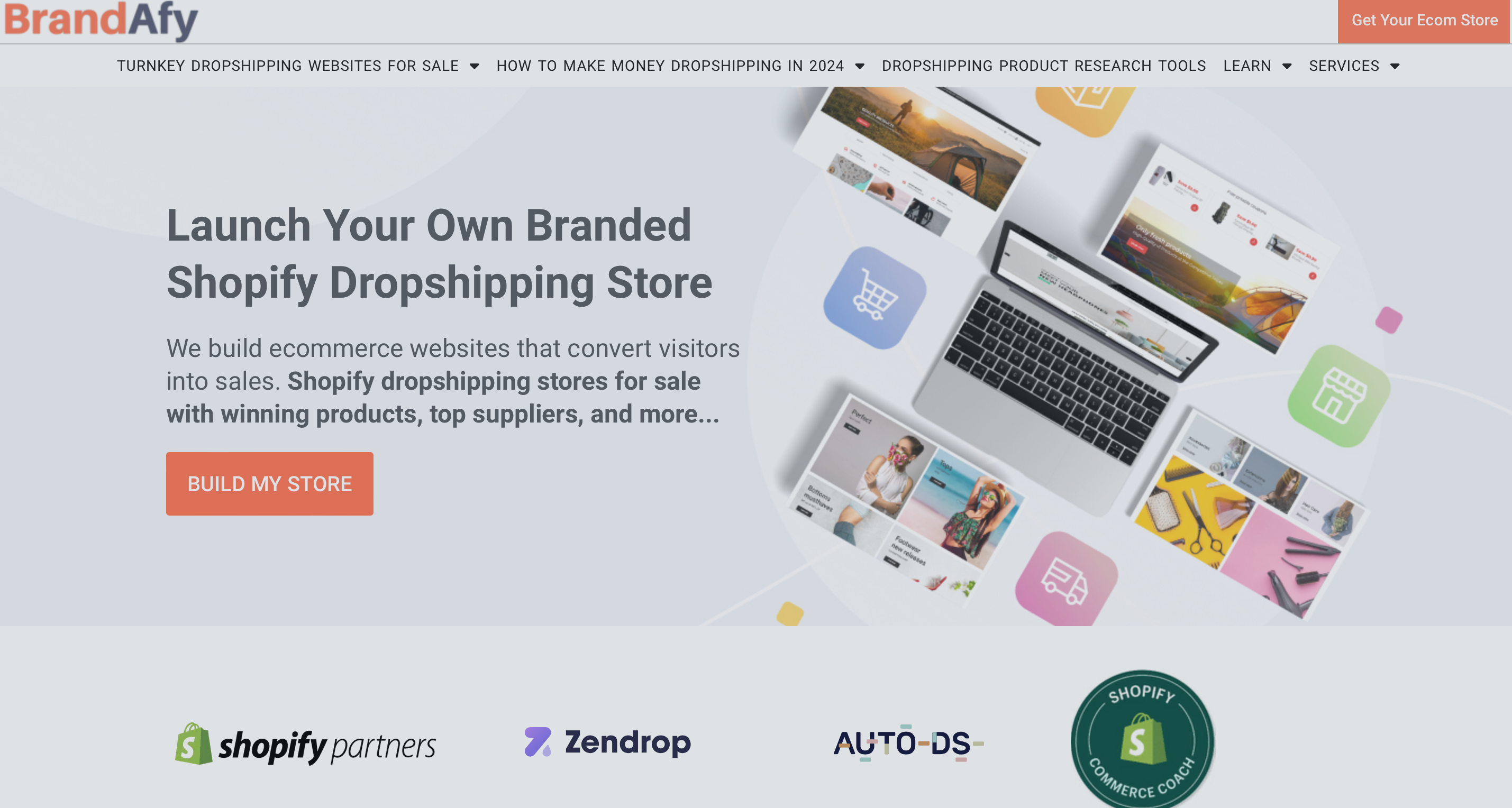 pre built shopify store - Brandafy