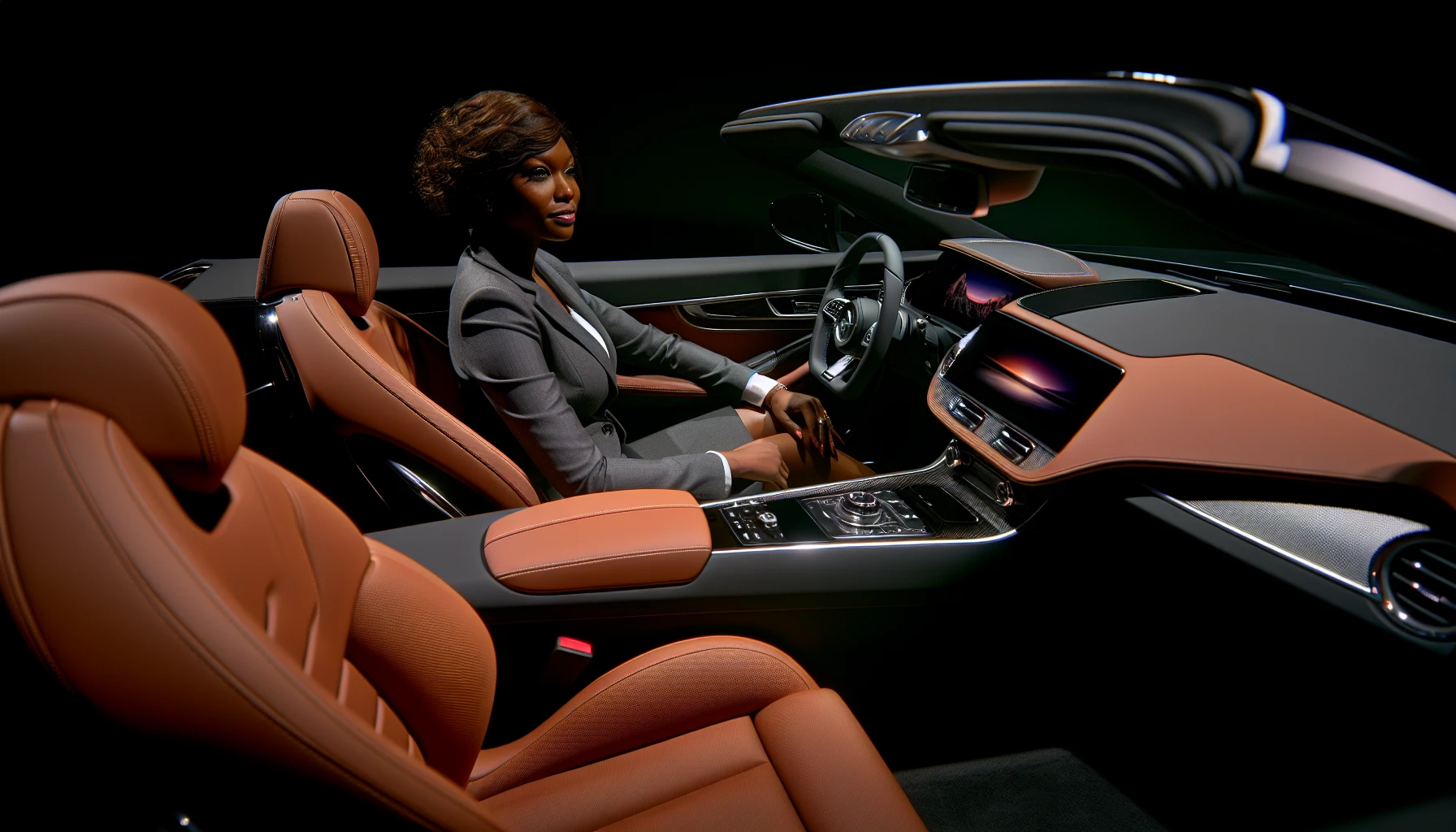 Luxurious interior of a BMW convertible with advanced technology