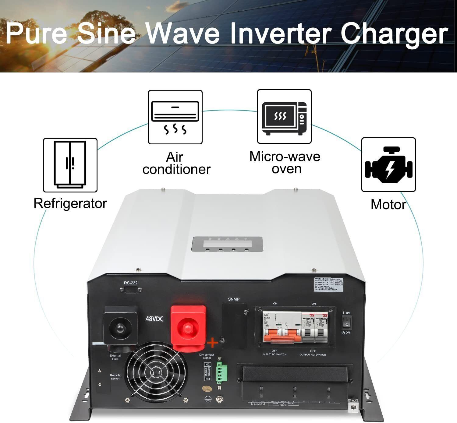 An image showing the 12v 3000w inverter with continuous output power for uninterrupted electricity supply.