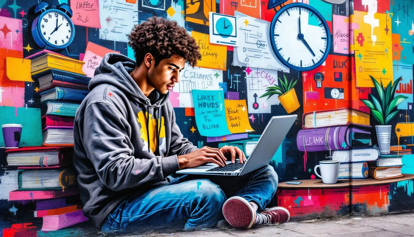 Un étudiant travaillant sur un ordinateur pendant ses études.